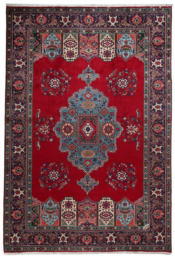 Tabriz Tappeto 340x230 Rosso (Iran) Annodato A Mano