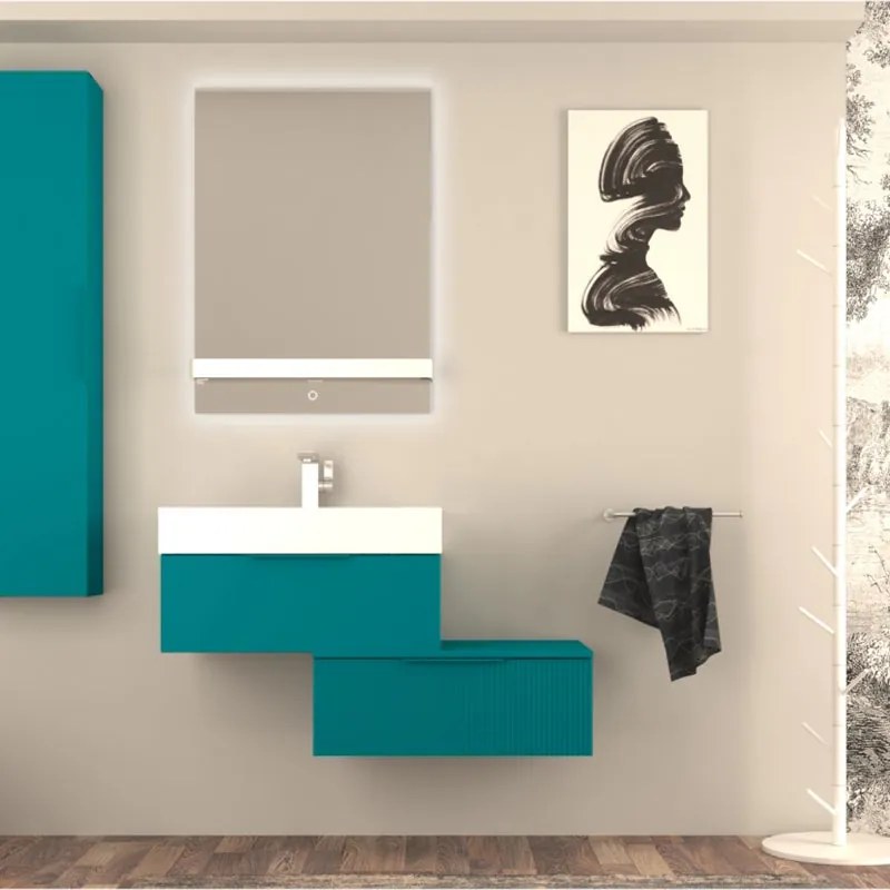 Specchio con illuminazione integrata bagno rettangolare Modula BADEN HAUS L 65 x H 90 x P 3 cm trasparente