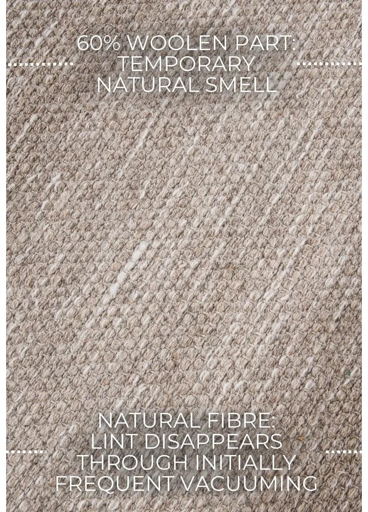 Tappeto beige tessuto a mano in lana 60x90 cm Pradesh Linen White - Elle Decoration