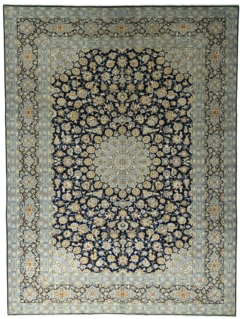 Kashan Tappeto persiano 390 x 300 Blu (Iran) Annodato A Mano