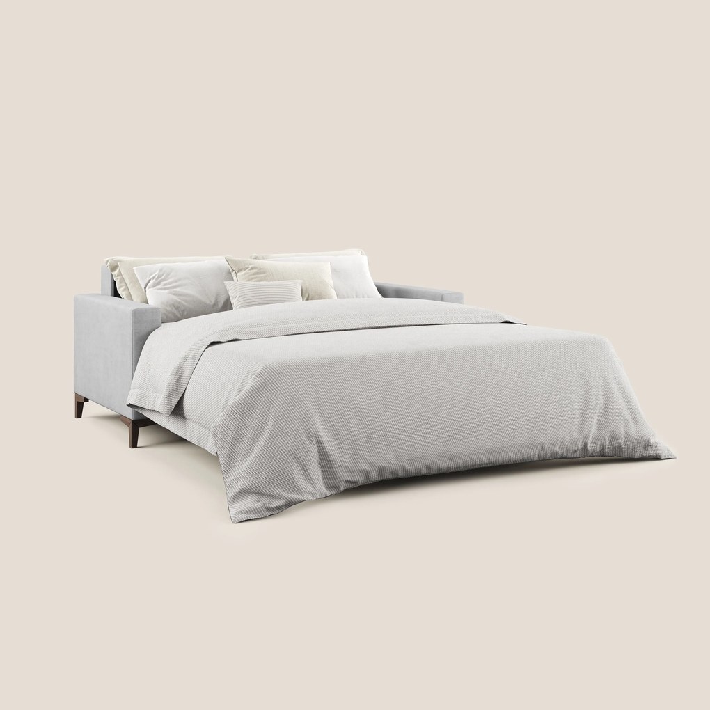 Kafka divano letto matrimoniale in morbido tessuto impermeabile T02 grigio chiaro