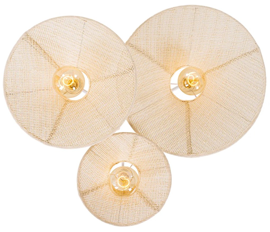 Applique da parete di design bianca con tessuto 3 luci - Jane