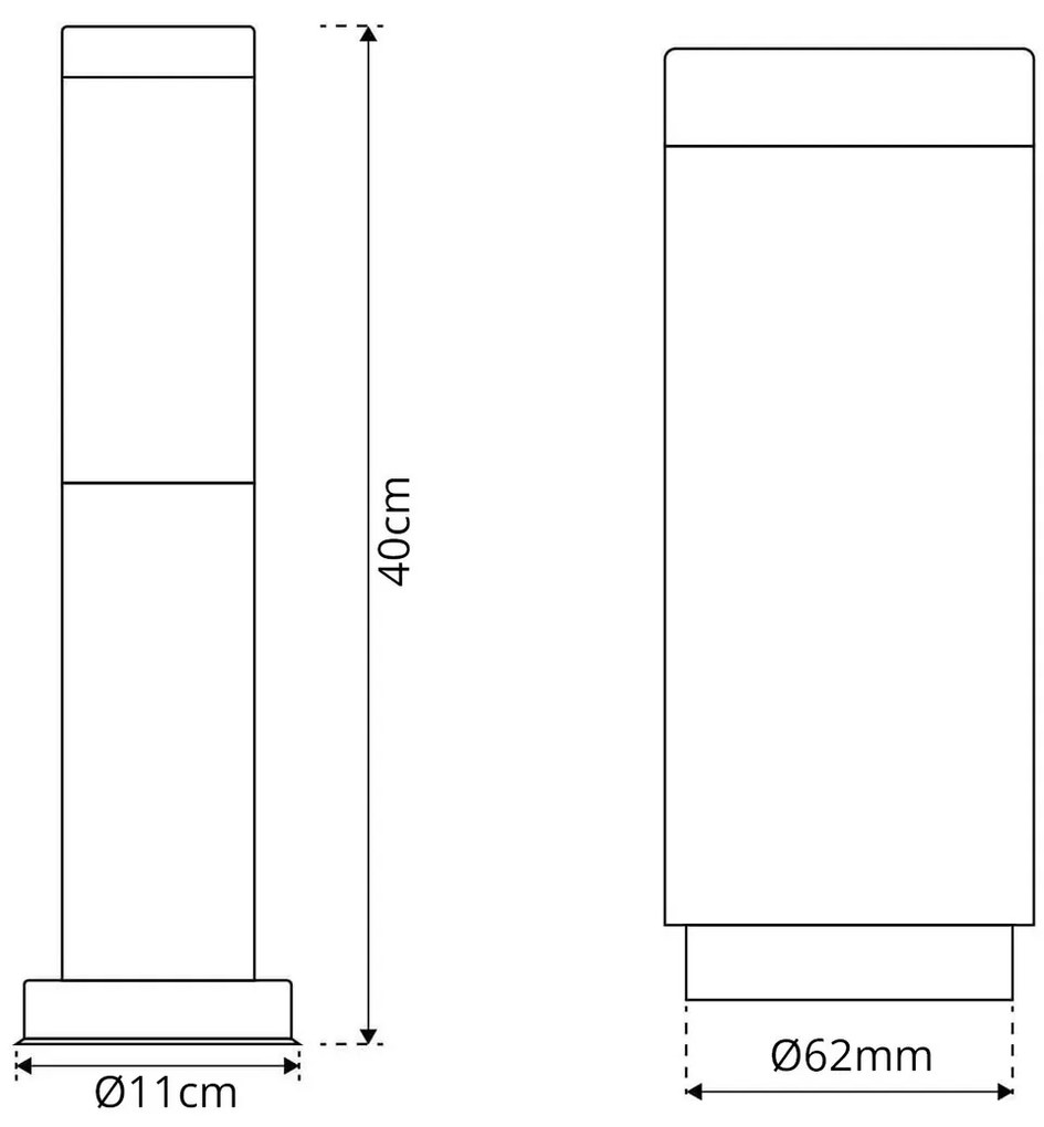 Paletto da Giardino 40cm acciaio inox GRIGIO IK06 IP54 base E27 Colore Grigio