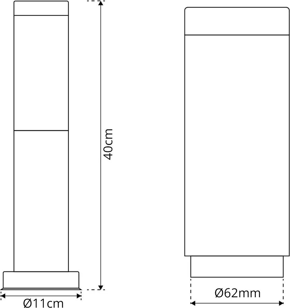 Paletto da Giardino 40cm acciaio inox GRIGIO IK06 IP54 base E27