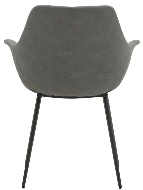 Set di sedie MIRASIERRA in similpelle grigio e gambe in metallo nero, con braccioli