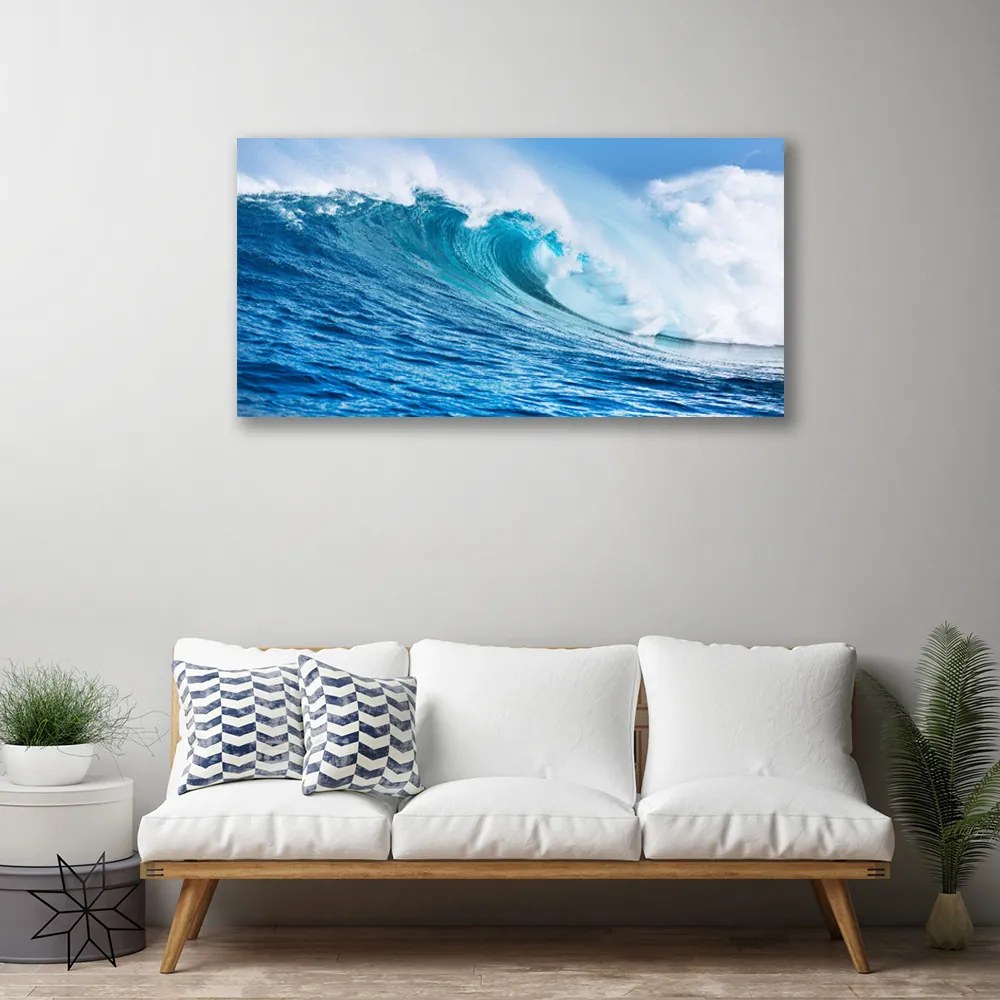 Quadro su tela Onde Mare Cielo Nuvole 140x70 cm