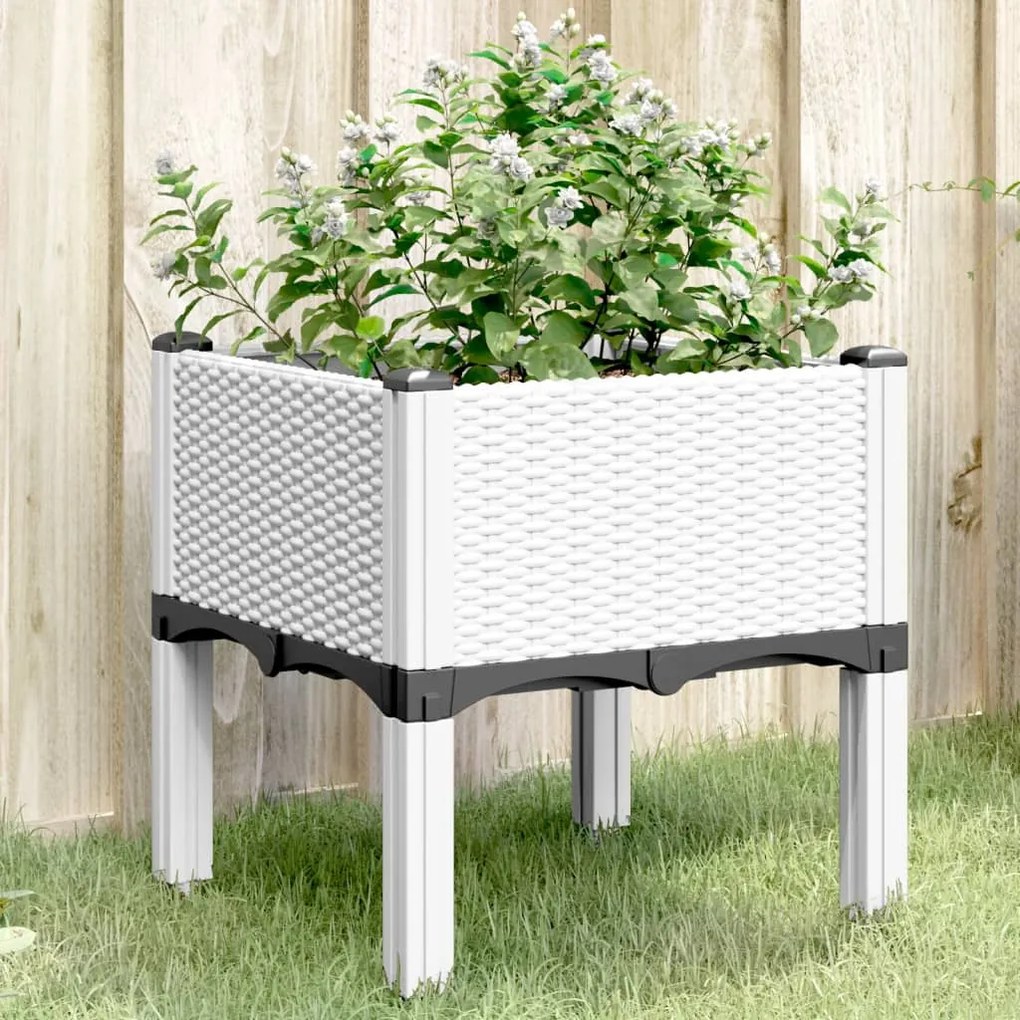 Fioriera Da Giardino Con Gambe Bianco 40x40x42 Cm İn Pp /