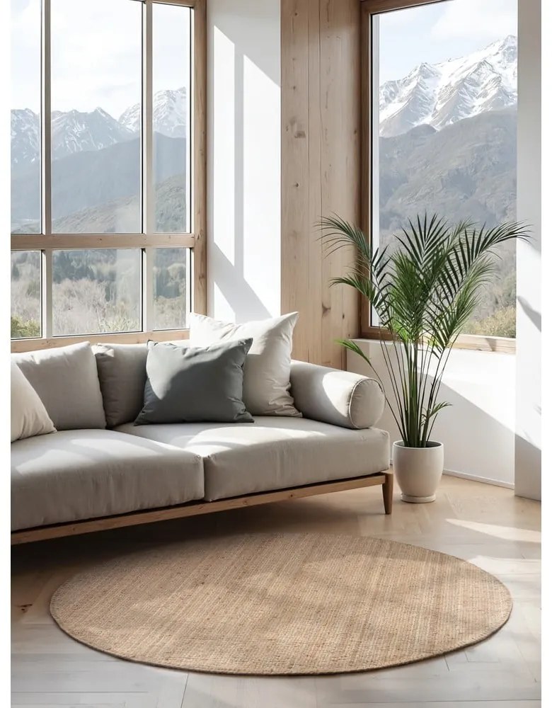 Tappeto rotondo di colore naturale in iuta ø 200 cm Bouclé Jaipur – Hanse Home