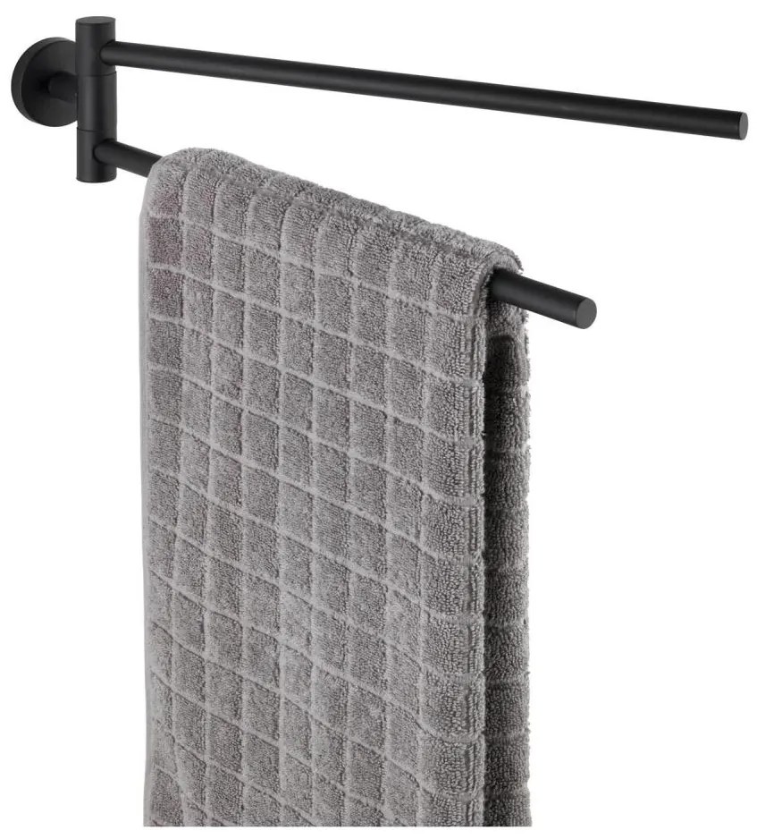 WENKO 24238100-Porta asciugamani BOSIO BLACK 5,5x43 cm acciaio inox/argento