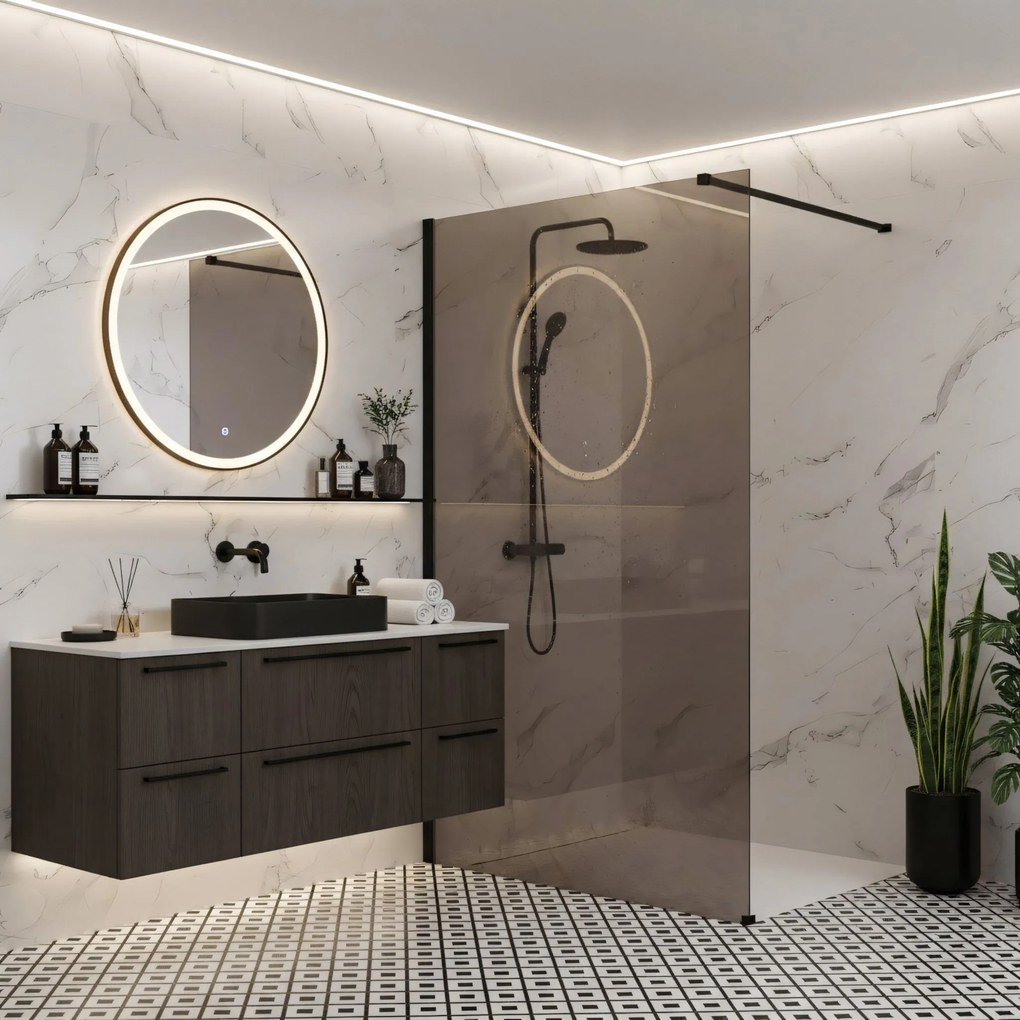 Parete doccia Rea Flexi Brown / Black 90