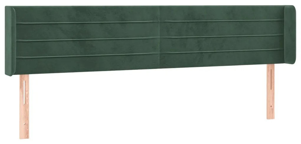 Testiera a led verde scuro 203x16x78/88 cm in velluto