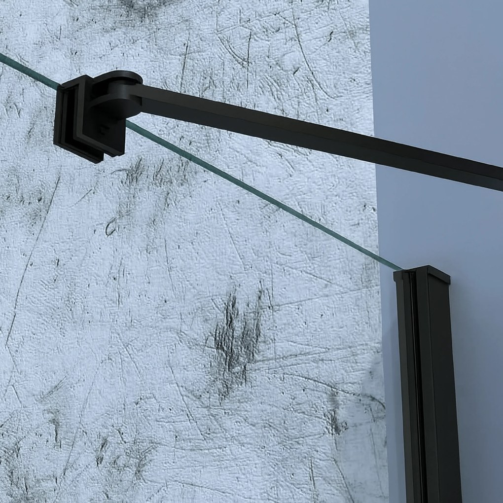 Box Doccia Angolare Battente 70x90 Feridras "Royal" Nero Opaco/Vetro Trasparente