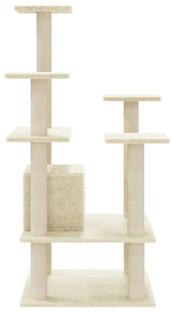 Albero per gatti con pali tiragraffi in sisal crema 110 cm
