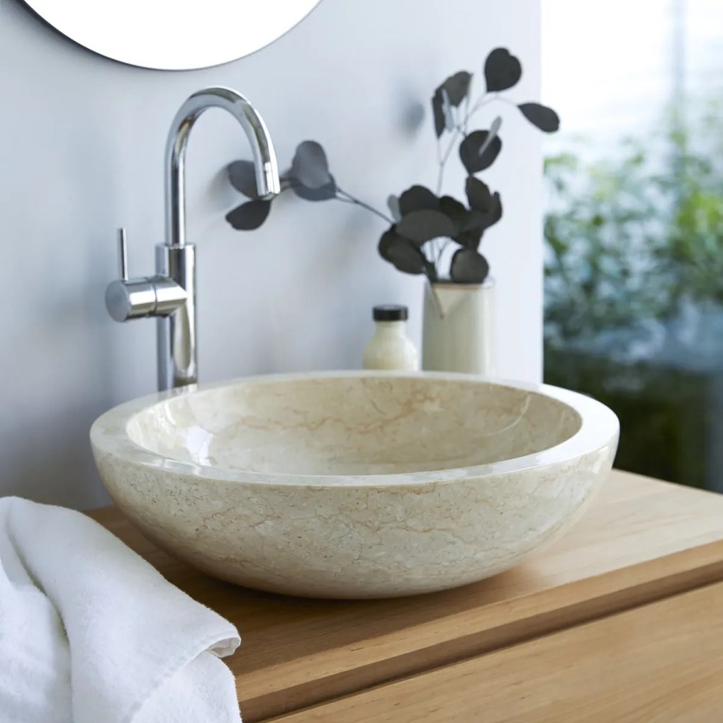 Tikamoon - Lavabo in marmo bianco Calypso Cream