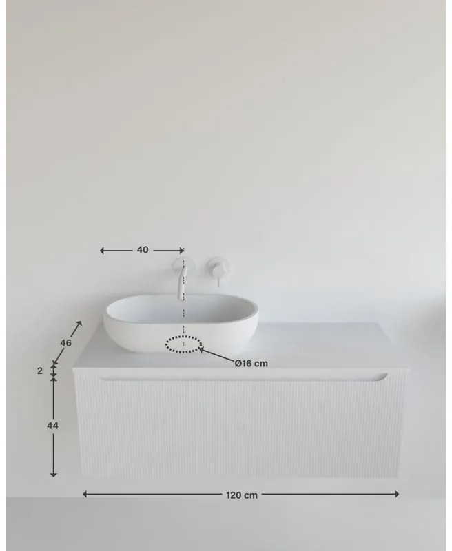 Mobile da bagno sotto lavabo bianco laccato opaco L 120.5 x H 46 x P 46 cm 1 cassetto, lavabo non incluso