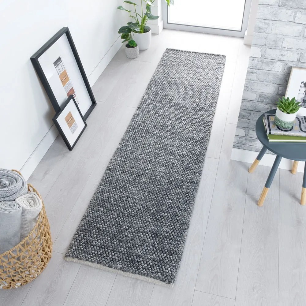 Tappeto in lana grigio scuro 60x230 cm Minerals - Flair Rugs