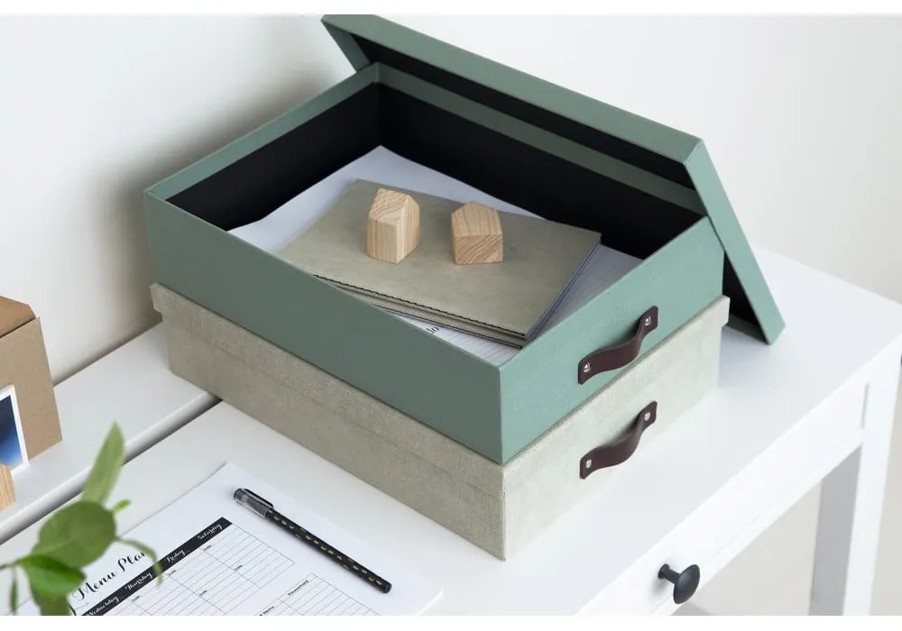 Organizer verde in cartone per documenti Oskar Canvas Paper Laminate – Bigso