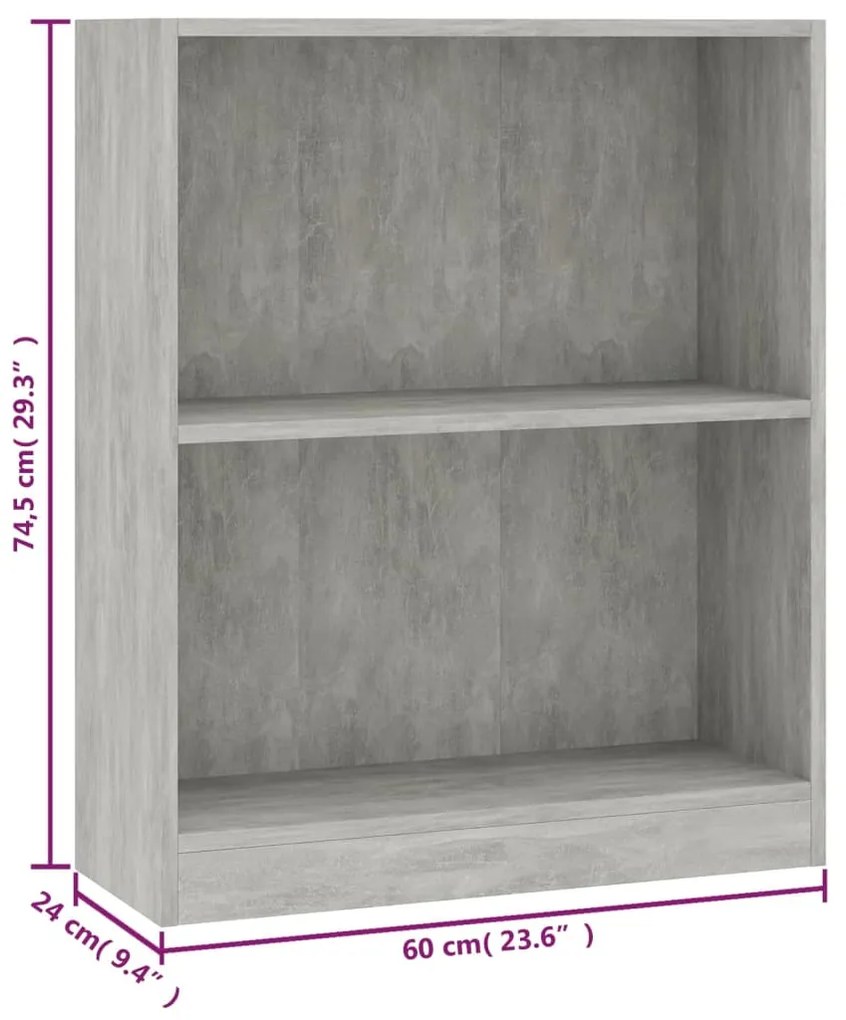 Libreria grigio cemento 60x24x74,5 cm in legno multistrato