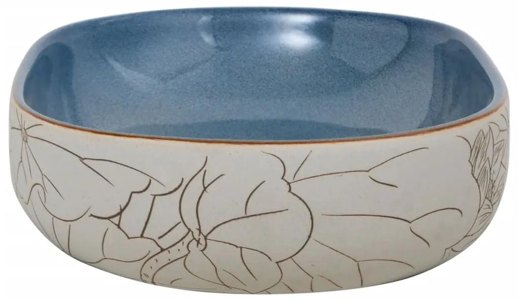Lavabo da Appoggio Sabbia e Blu Ovale 59x40x14 cm Ceramica