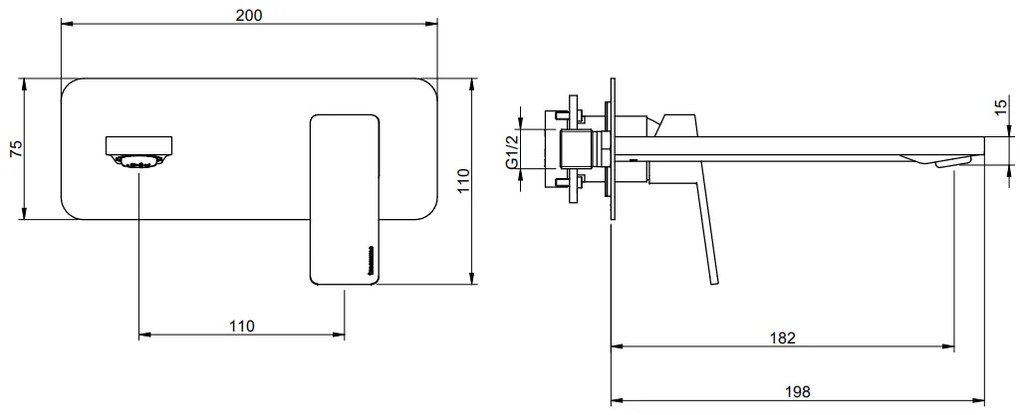 Treemme Pa36 RWIT8BA5CC01 miscelatore monocomando lavabo 182 mm senza parte incasso cromo