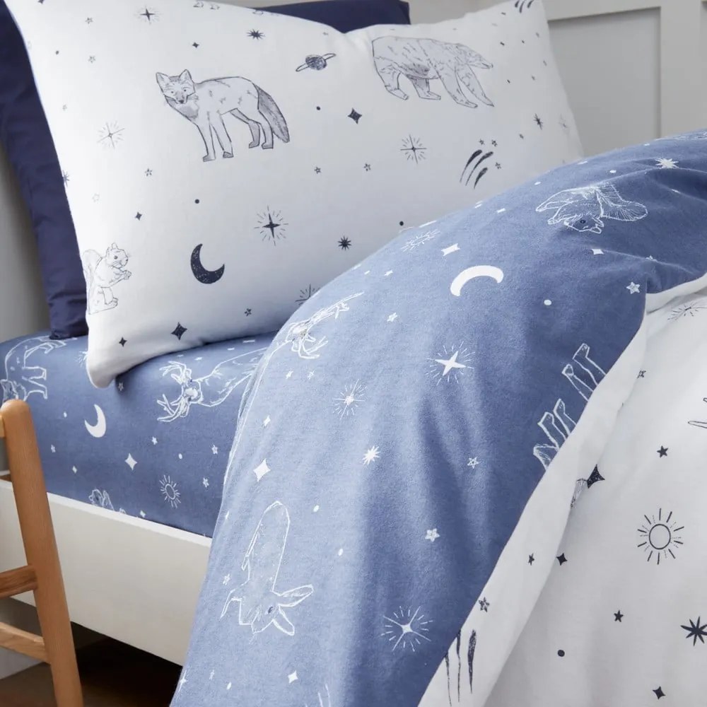 Lenzuolo per bambini in flanella elasticizzata 90x190 cm Starlight Animals - Bianca