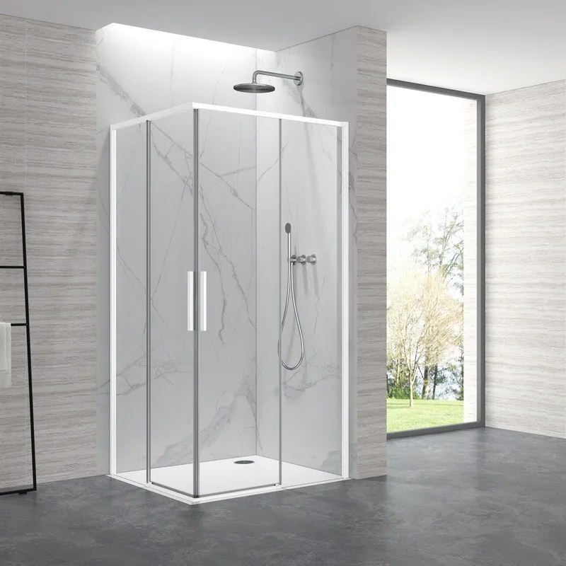 Box doccia 70x90cm angolare porte scorrevoli finitura bianca| KLA1000W - KAMALU