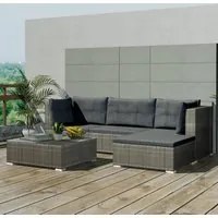 Set Divani da Giardino 5 pz con Cuscini in Polyrattan Grigio cod mxl 35749