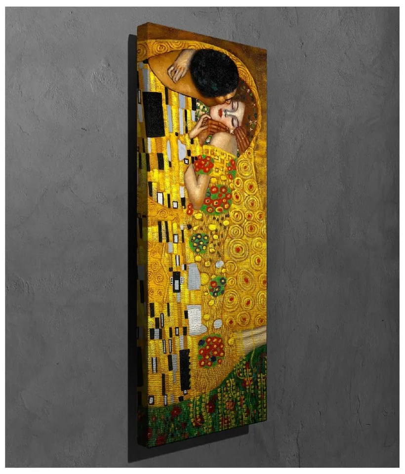 Riproduzione murale su tela Gustav Klimt Il bacio, 30 x 80 cm Gustav Klimt - The Kiss - Wallity