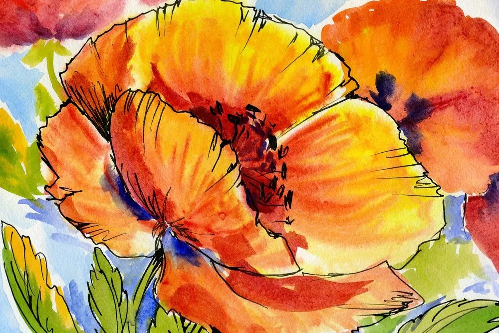 Quadro su tela – Bouquet di fiori di papavero
