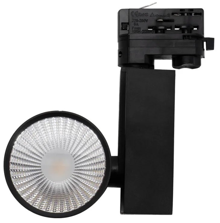 Faro LED 40W Binario Trifase, Nero, CRI92, 100°, Bridgelux LED Colore  Bianco Naturale 4.000K