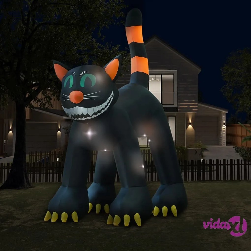 vidaXL Gatto Nero Gonfiabile per Halloween con LED XXL 6 m