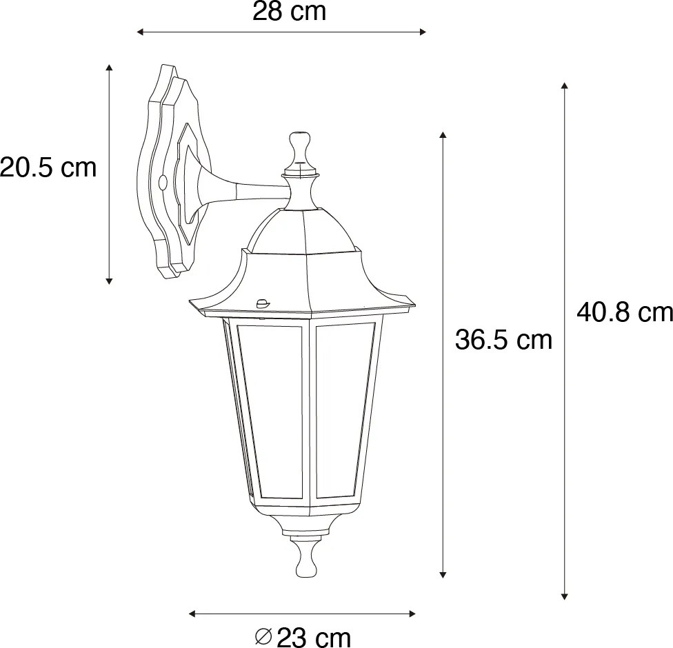 Lanterna da parete classica da esterno verde scuro IP44 - New Orleans down