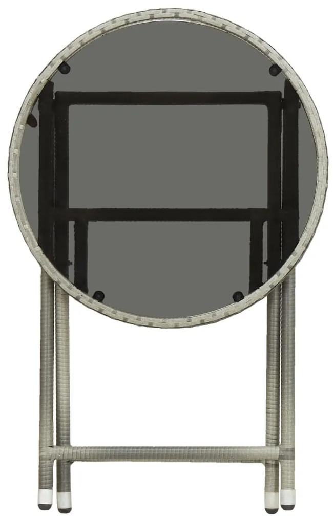 Tavolino da caffè grigio 60 cm in polyrattan e vetro temperato
