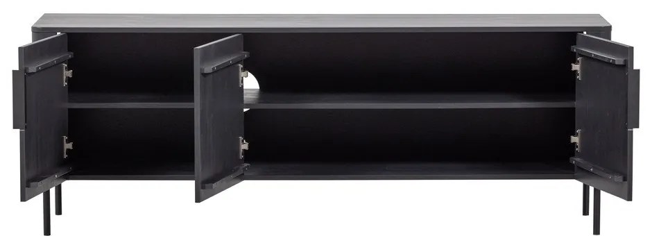 Mobile TV nero opaco in pino massiccio 154x56x44 cm Gunnar – WOOOD