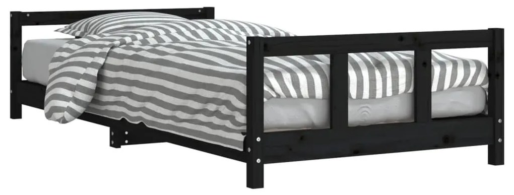 Giroletto per bambini nero 90x200 cm in legno massello di pino
