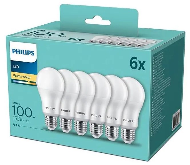 SET 6xLampadine LED Philips A60 E27/13W/230V 2700K