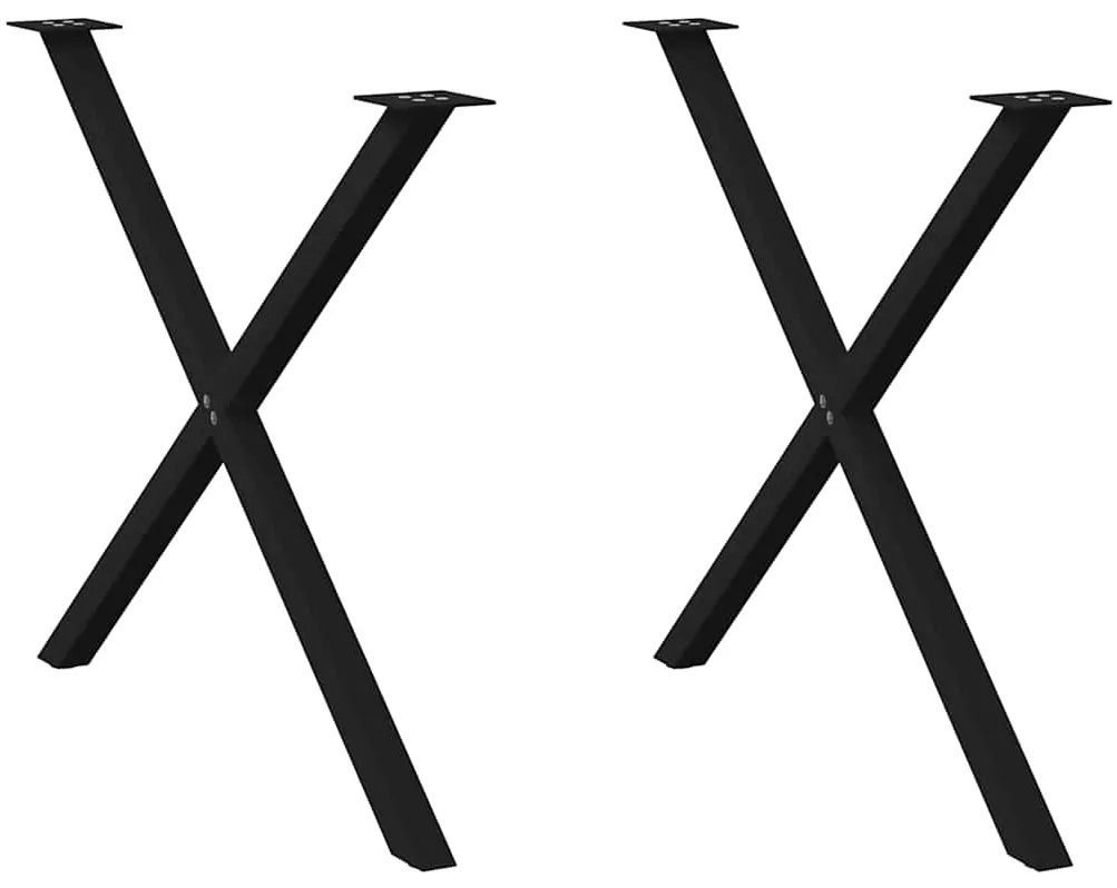 Gambe Tavolo Pranzo A Forma X 2 Pz Nero 90x(72-73) Cm Acciaio /