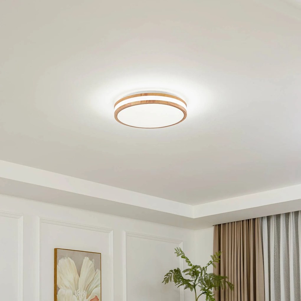 Plafoniera a LED Emiva Lindby, Legno chiaro, Soggiorno / Sala da pranzo, Legno, Moderno, Plafoniera LED