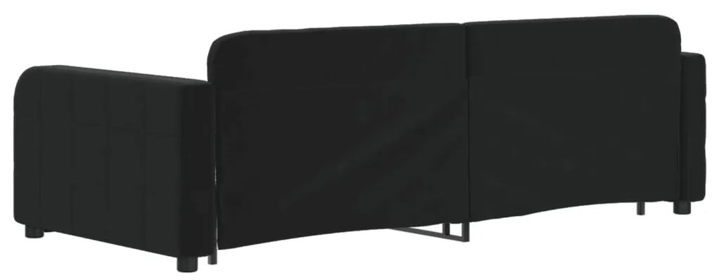 Divano letto estraibile con cassetti nero 90x200 cm in velluto