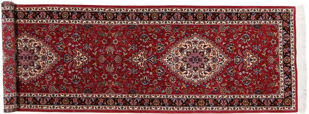 Tabriz Tappeto persiano 90 x 300 Blu (Iran) Annodato A Mano