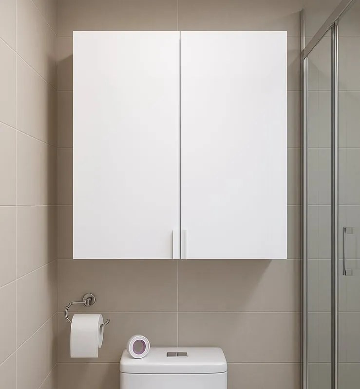 Pensile bagno Essential bianco in truciolare SENSEA, 2 ante apertura da sinistra e destra P 32 x L 50 x H 62 cm