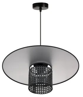 Duolla - Lampadario a sospensione con filo TOKYO RATTAN 1xE27/15W/230V diametro 50 cm nero/argento