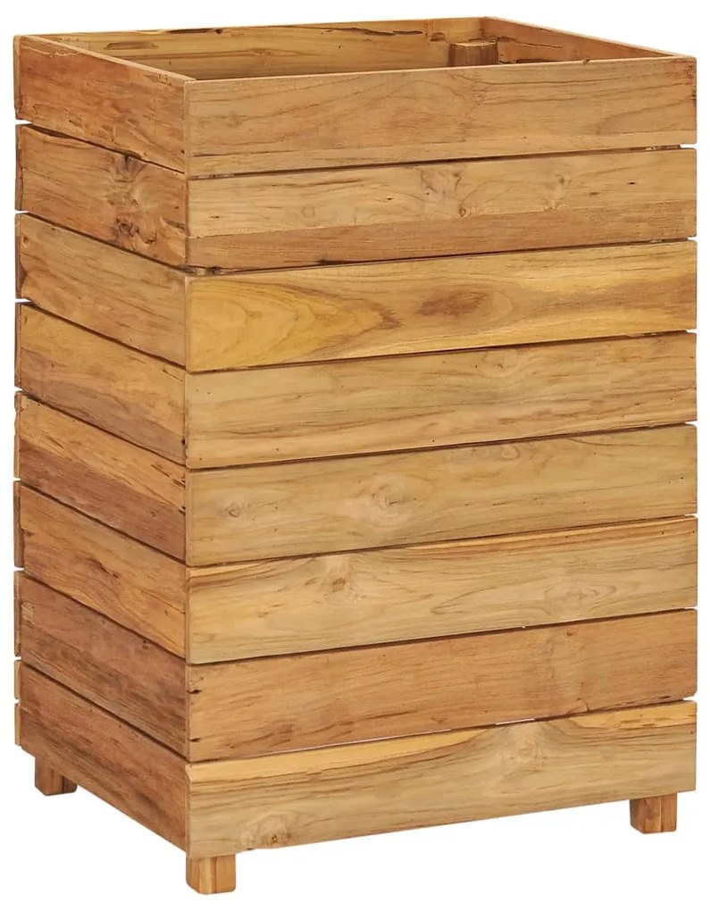 Fioriera 50x40x72 cm in Legno Massello di Teak e Acciaio