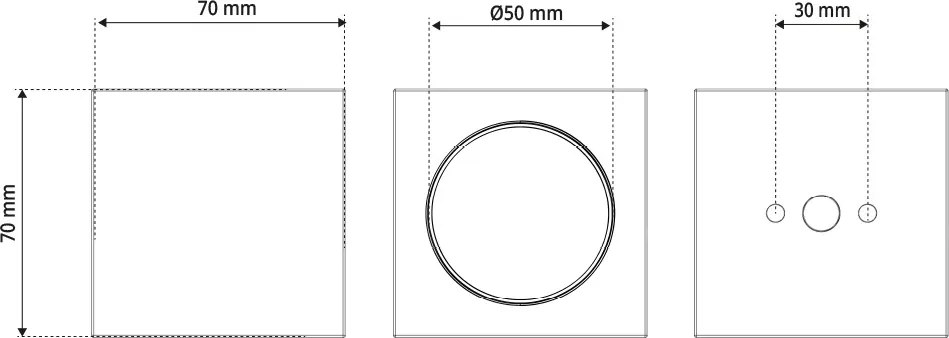 Plafoniera Quadrata 70x70mm h70mm GU10 in Gesso Pitturabile