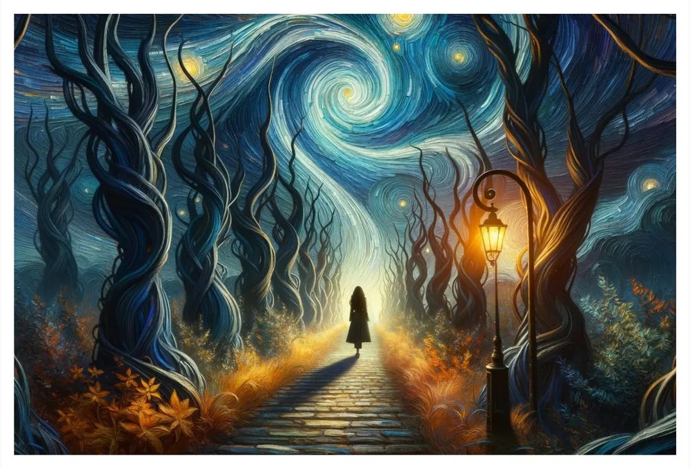Quadro su tela – Sentiero verso la notte stellata