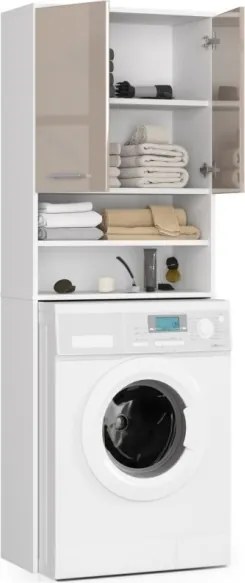 Mobile Coprilavatrice 2 Ante E Vani A Giorno 64x30x180 Diana Bianco/Cappuccino Lucido