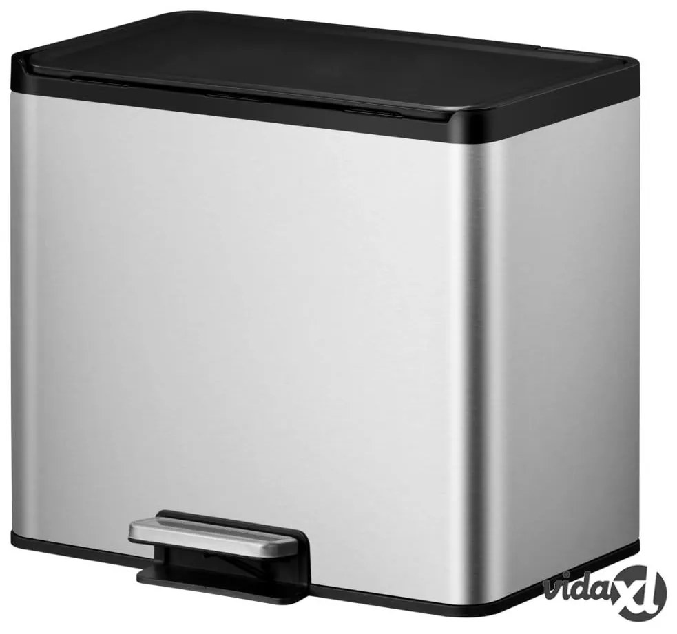 EKO Pattumiera a Pedale Essential 2x15 L Argento Opaco
