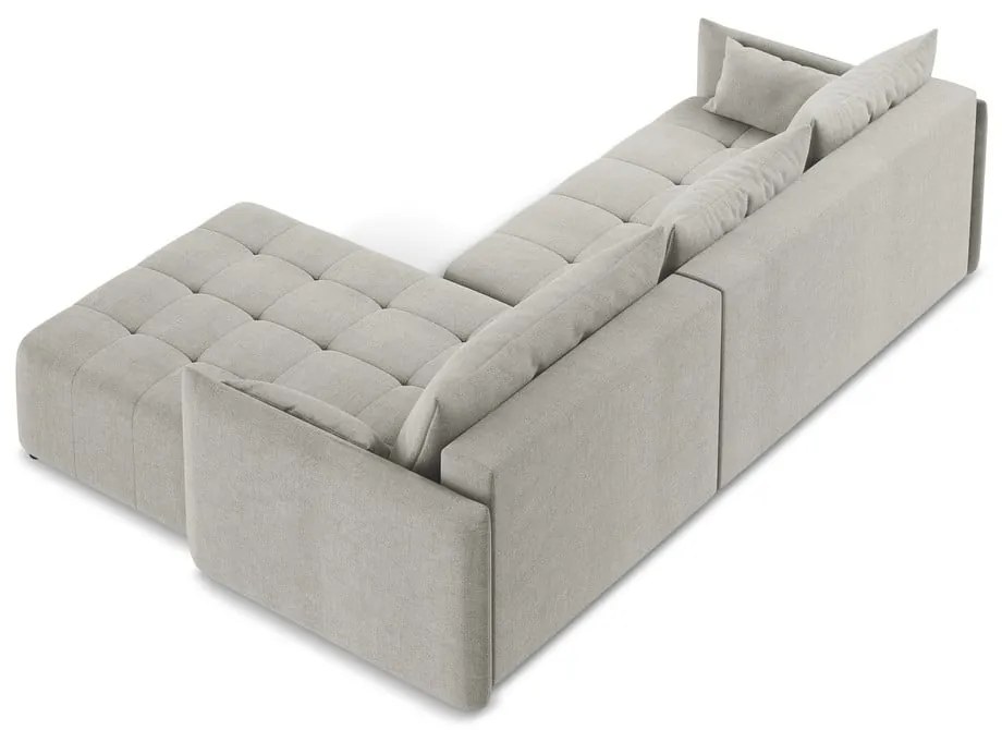 Divano angolare grigio chiaro allungabile/con contenitore (con penisola a destra/con chaise lounge) Moku – Makamii