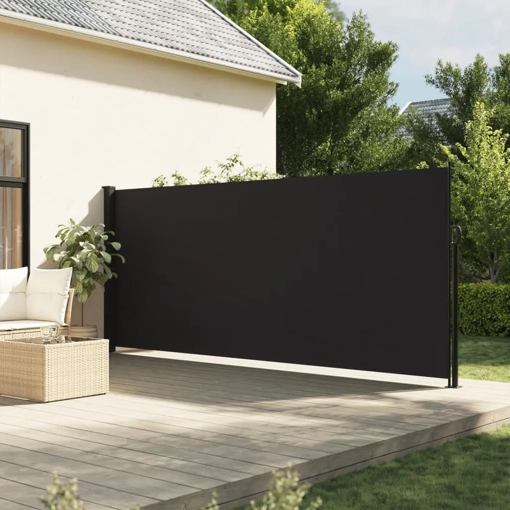 Tenda Da Sole Laterale Retrattile Nera 180x600 Cm /