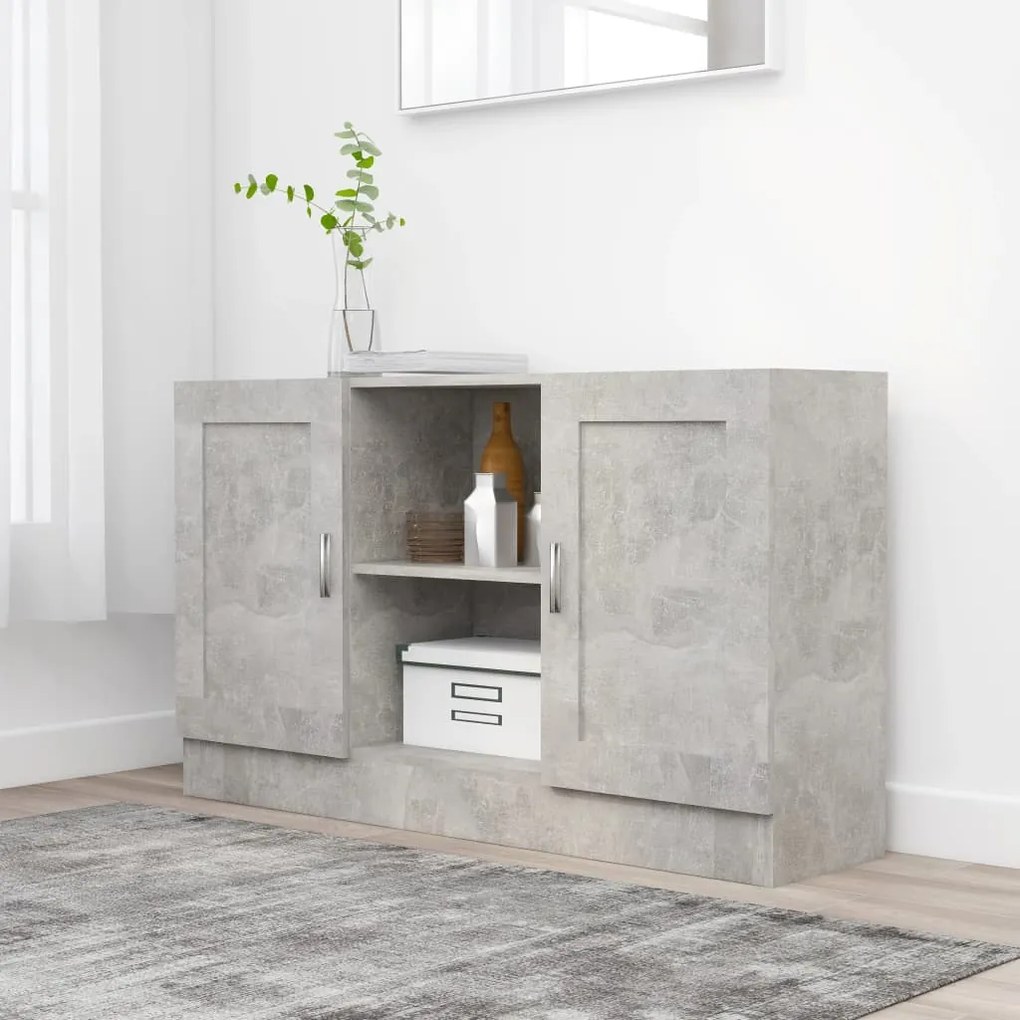 Credenza grigio cemento 120x30,5x70 cm in truciolato